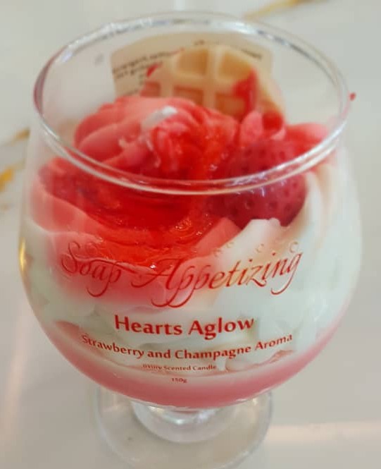 Strawberry Wine Glass Candle
