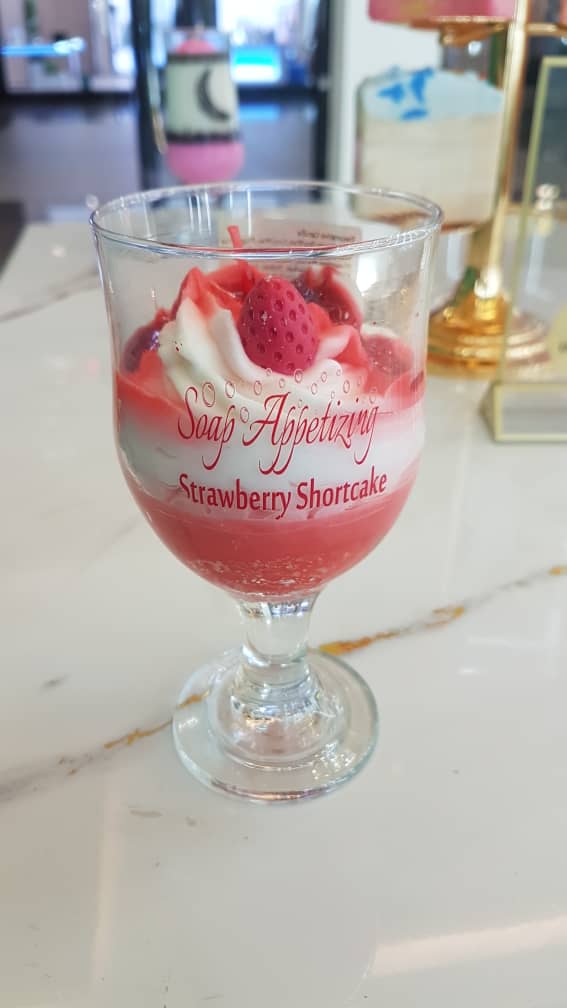 Large Strawberry Wine Glass Candle