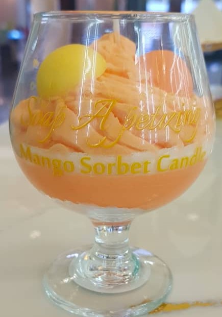 Mango Sorbet Wine Glass Candle