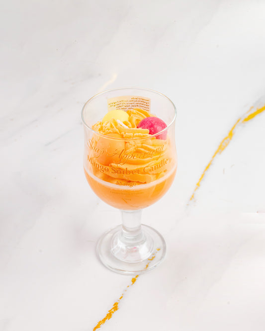 Large Mango Sorbet Wine Glass Candle